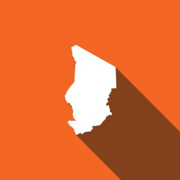 Long shadow with the shape of the country of chad Ilustração Stock