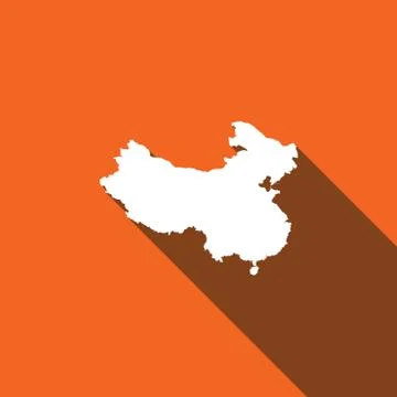 Long shadow with the shape of the country of china Stock Illustration