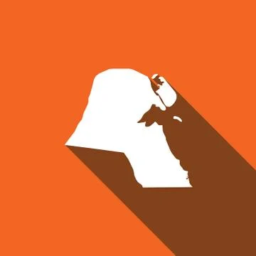 Long shadow with the shape of the country of kuwait イラスト素材