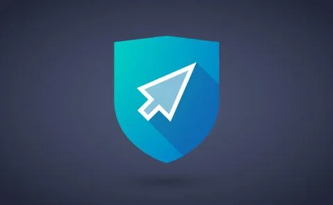 Long shadow shield icon with  a cursor Stock Illustration
