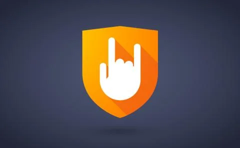 Long shadow shield icon with a hand 스톡 일러스트