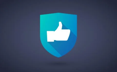 Long shadow shield icon with a hand Stock Illustration