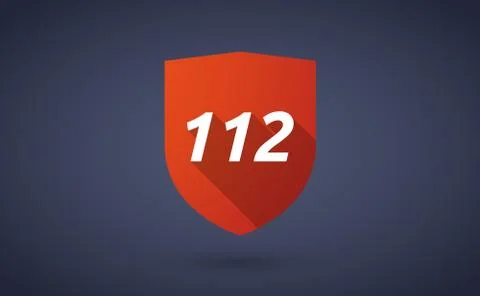 Long shadow shield with    the text 112 Stock Illustration