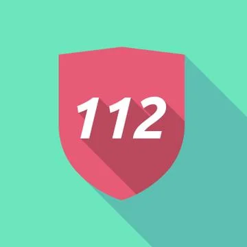 Long shadow shield with    the text 112 Stock Illustration