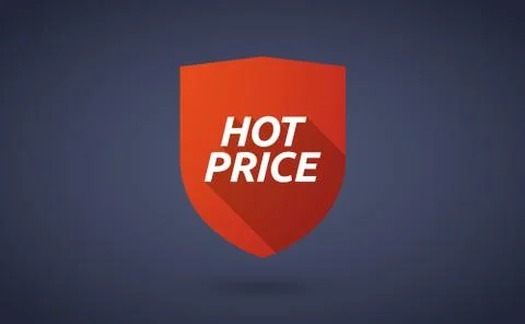 Long shadow shield with    the text HOT PRICE Illustrazione stock