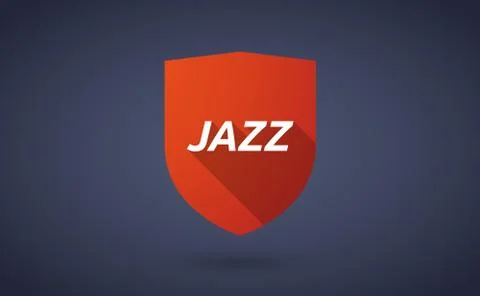 Long shadow shield with    the text JAZZ Stock Illustration