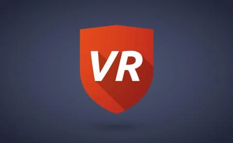 Long shadow shield with    the virtual reality acronym VR Stock Illustration