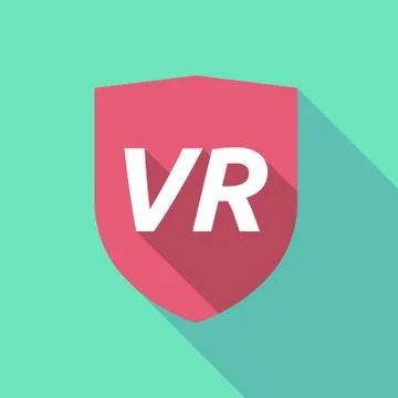 Long shadow shield with    the virtual reality acronym VR Stock Illustration