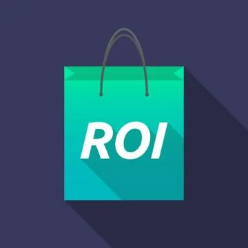 Long shadow shopping bag with    the return of investment acronym ROI Illustration