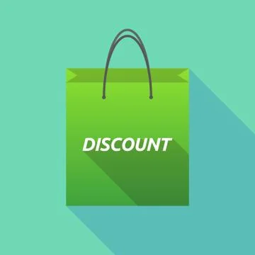Long shadow shopping bag with    the text DISCOUNT Illustration
