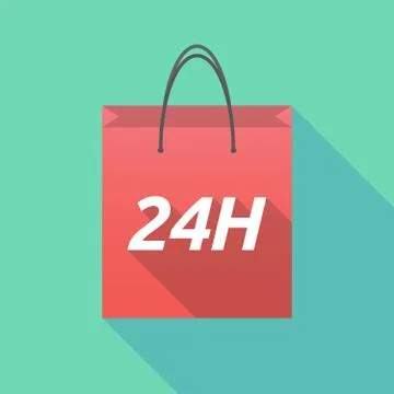 Long shadow shopping bag with    the text 24H Illustration