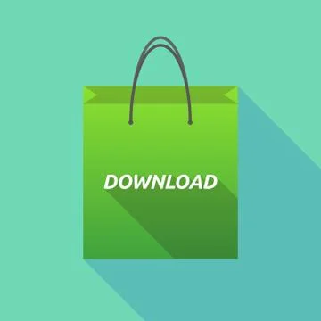 Long shadow shopping bag with    the text DOWNLOAD Illustration