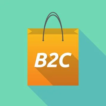 Long shadow shopping bag with    the text B2C Illustration