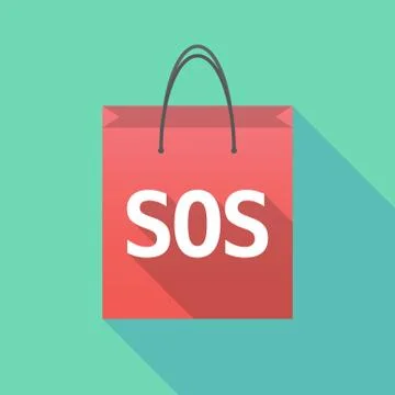 Long shadow shopping bag with    the text SOS Illustration
