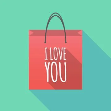 Long shadow shopping bag with    the text I LOVE YOU Illustration