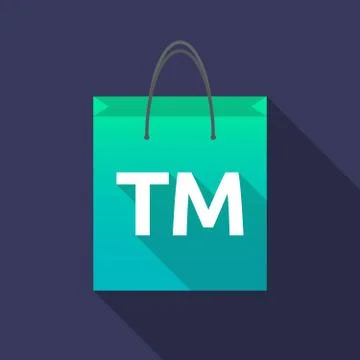 Long shadow shopping bag with    the text TM Illustration