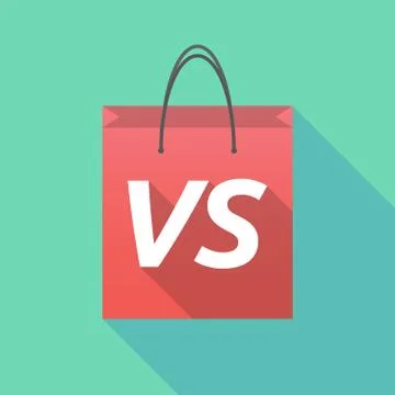Long shadow shopping bag with    the text VS Illustration