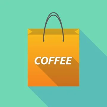 Long shadow shopping bag with    the text COFFEE Illustration