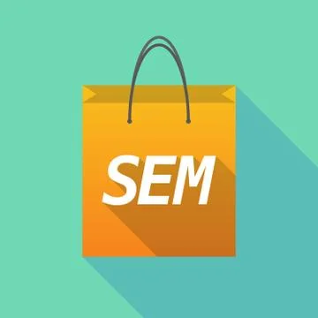 Long shadow shopping bag with    the text SEM Illustration