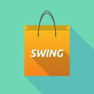 Long shadow shopping bag with    the text SWING Illustration