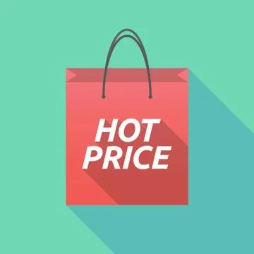 Long shadow shopping bag with    the text HOT PRICE Illustration