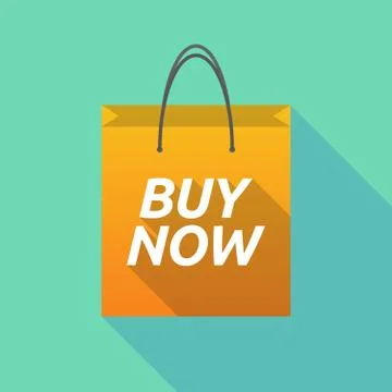 Long shadow shopping bag with    the text BUY NOW Illustration