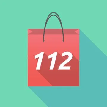 Long shadow shopping bag with    the text 112 Illustration