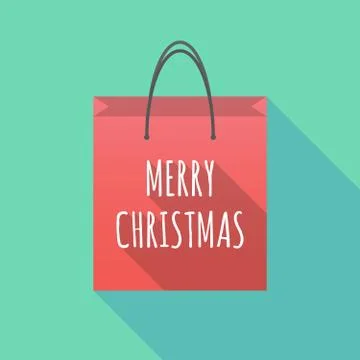 Long shadow shopping bag with    the text MERRY CHRISTMAS Illustration