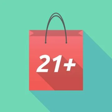 Long shadow shopping bag with    the text 21+ Illustration