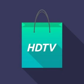 Long shadow shopping bag with    the text HDTV Illustration