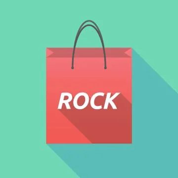 Long shadow shopping bag with    the text ROCK Illustration