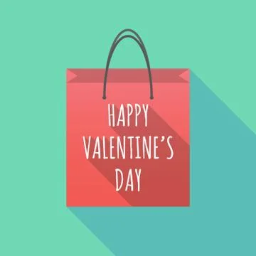 Long shadow shopping bag with    the text HAPPY VALENTINES DAY Illustration