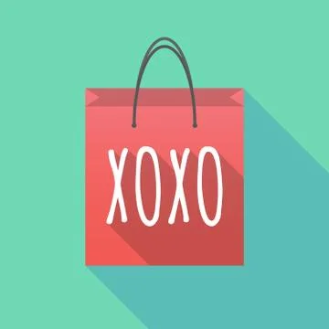Long shadow shopping bag with    the text XOXO Illustration