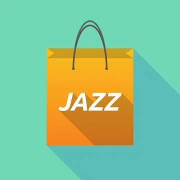 Long shadow shopping bag with    the text JAZZ Illustration