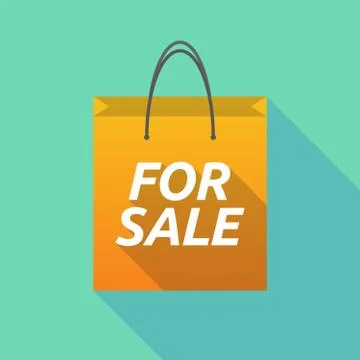 Long shadow shopping bag with    the text FOR SALE Illustration