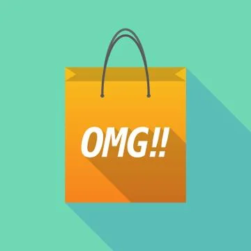Long shadow shopping bag with    the text OMG!! Illustration