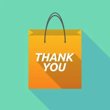 Long shadow shopping bag with    the text THANK YOU Illustration