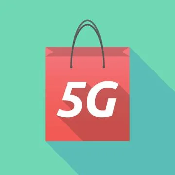Long shadow shopping bag with    the text 5G Illustration