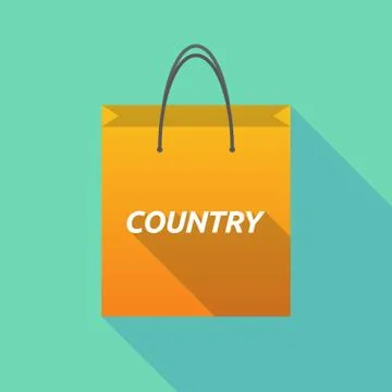 Long shadow shopping bag with    the text COUNTRY Illustration