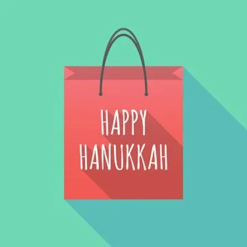 Long shadow shopping bag with    the text HAPPY HANUKKAH Illustration