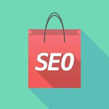 Long shadow shopping bag with    the text SEO Illustration
