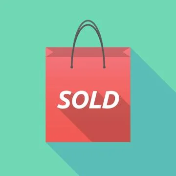 Long shadow shopping bag with    the text SOLD Stock Illustration