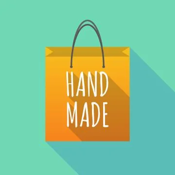 Long shadow shopping bag with    the text HAND MADE Illustration