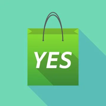 Long shadow shopping bag with    the text YES Illustration