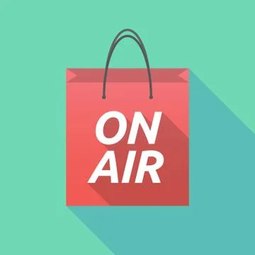 Long shadow shopping bag with    the text ON AIR Illustration