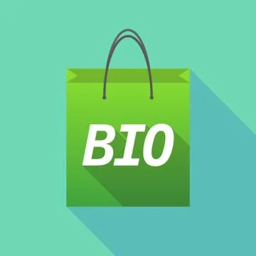 Long shadow shopping bag with  the text  BIO Illustration