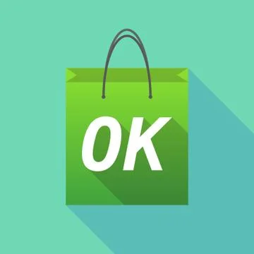Long shadow shopping bag with    the text OK Illustration