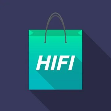 Long shadow shopping bag with    the text HIFI Illustration