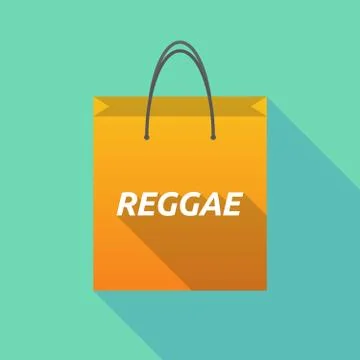 Long shadow shopping bag with    the text REGGAE Illustration