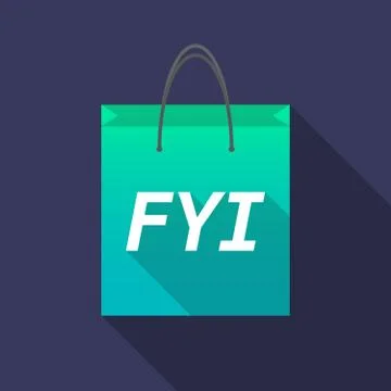 Long shadow shopping bag with    the text FYI Illustration